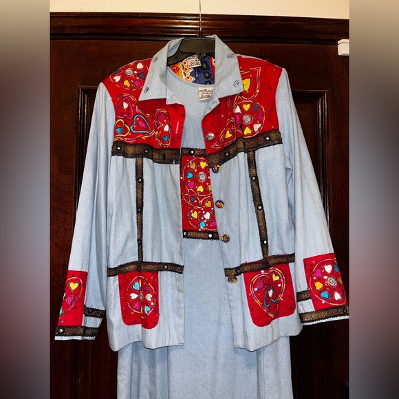 Parsley & Sage Colorful Patterned Women's Dress & Jacket 2 piece set Fiber art - Picture 1 of 10